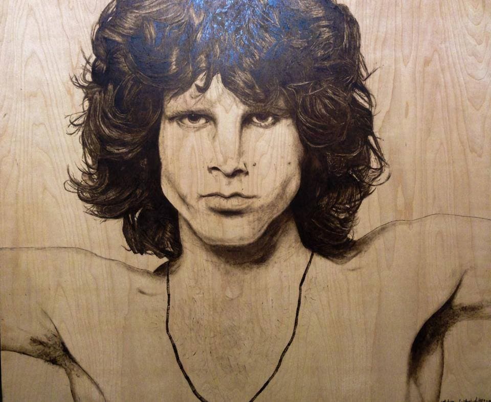 Jim Morrison — wood stain art on Birch plywood, 2013