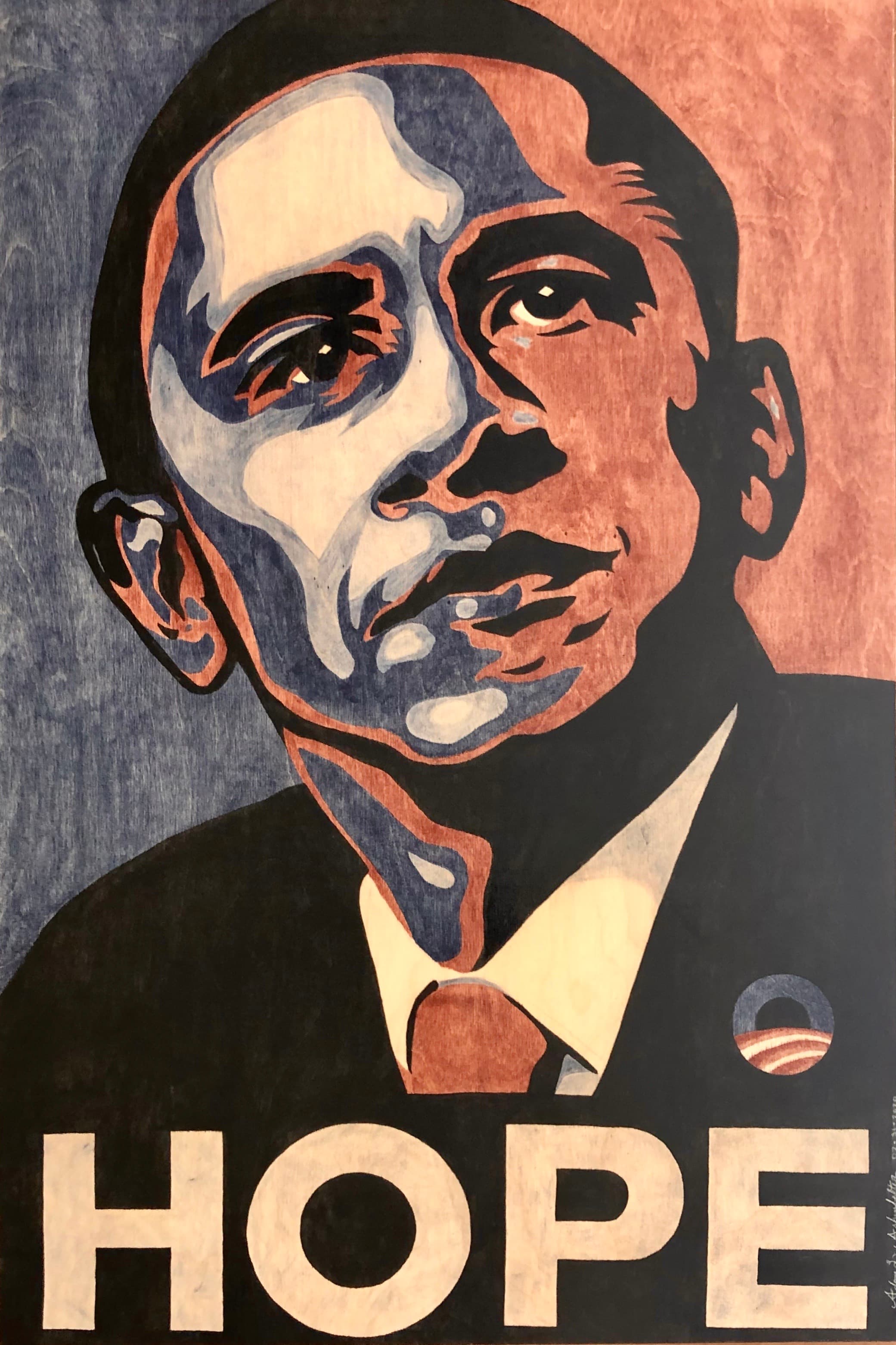 HOPE — wood stain art on Birch plywood, 2020