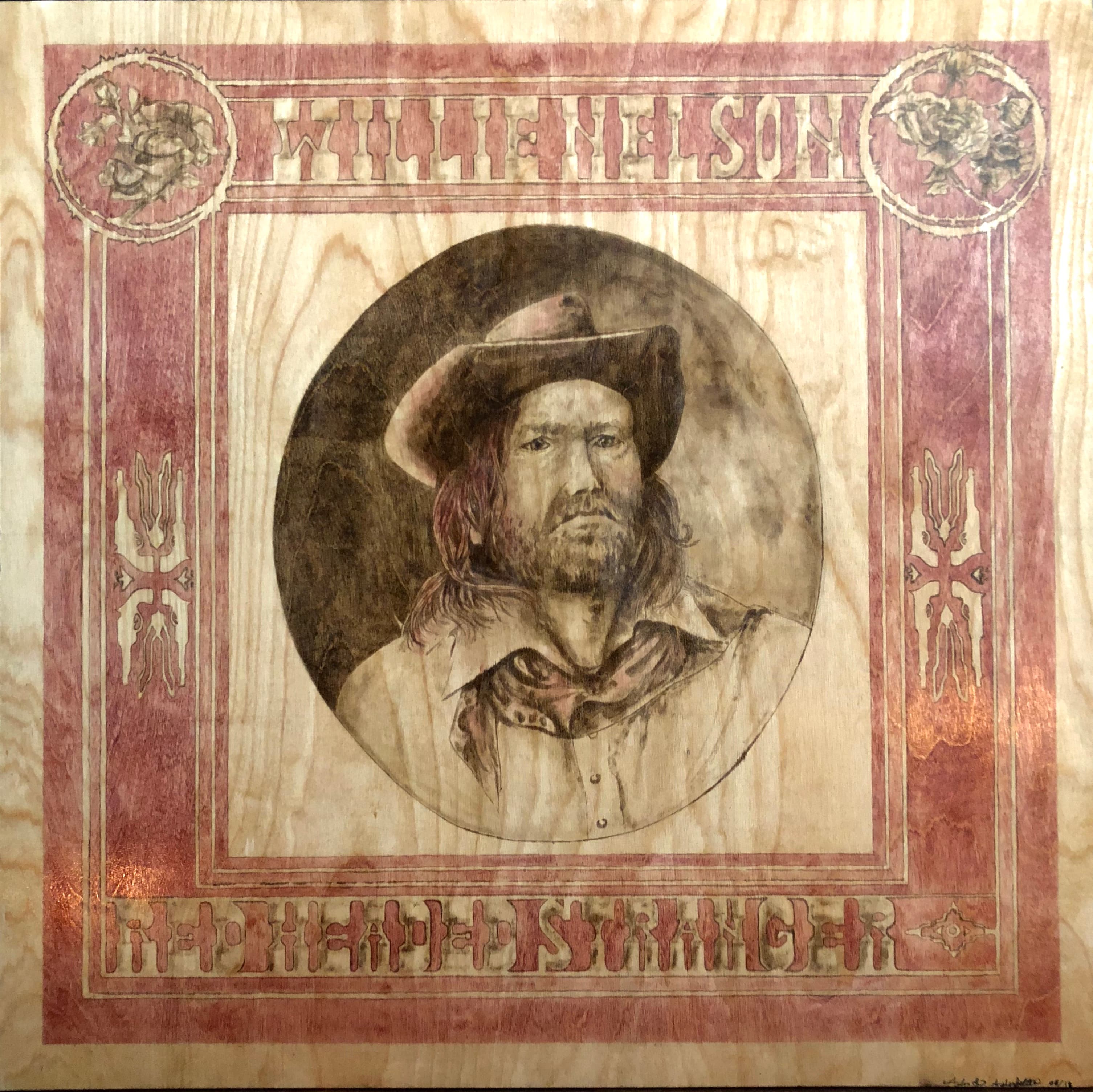 Red Headed Stranger Album — wood stain art on Birch plywood, 2018