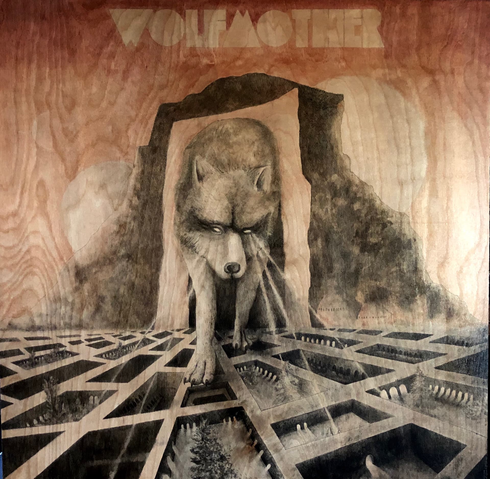 Wolfmother Album — Victorious — wood stain art on Birch plywood, 2018